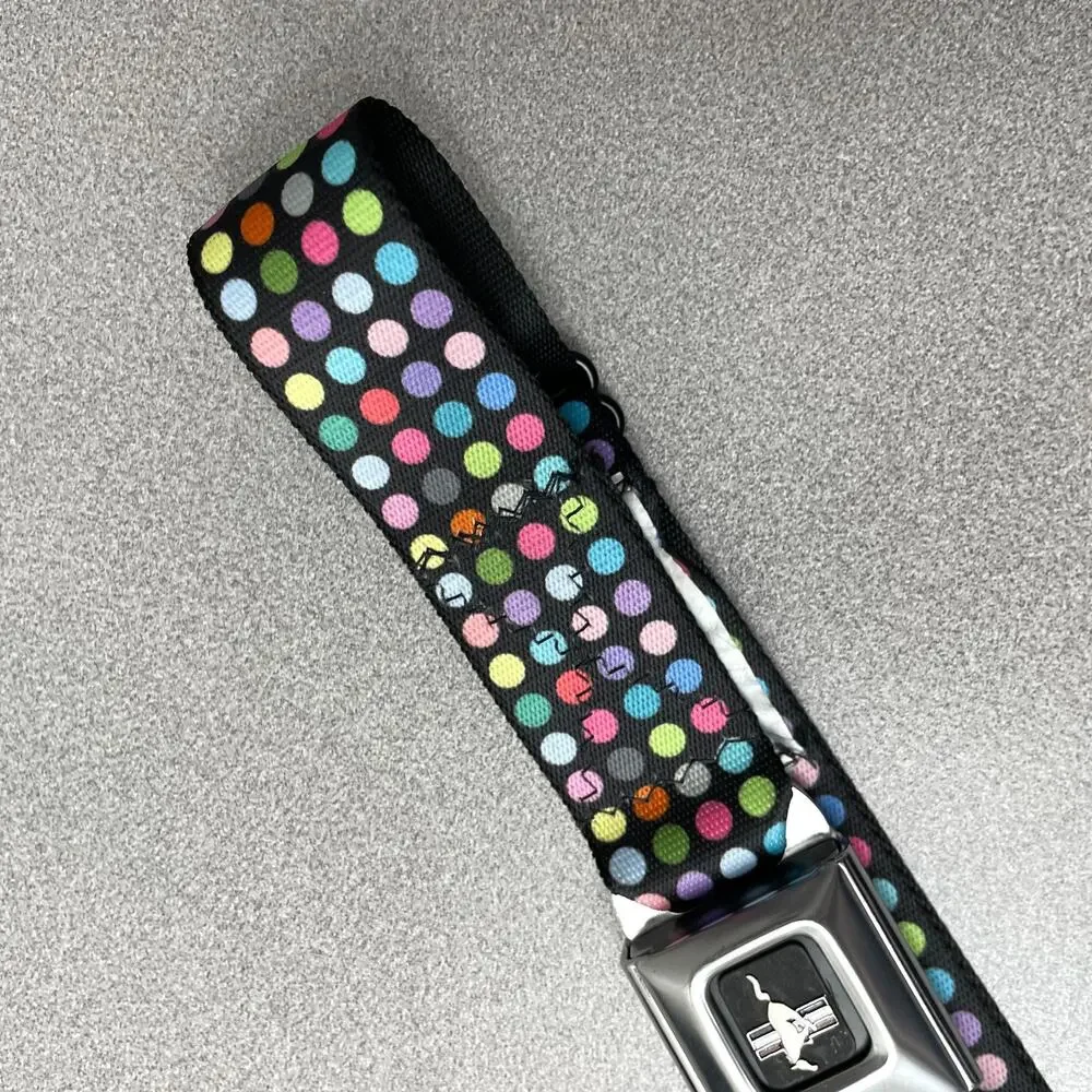 Buckle Down Ford Seatbelt Belt Metal Buckle Mustang Logo Polka Dot Mutli Nylon